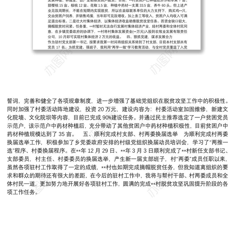 驻村第一书记述职报告