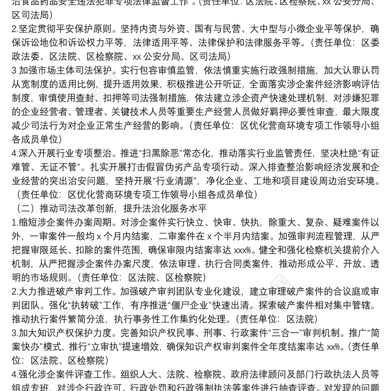 2022年优化法治营商环境工作方案