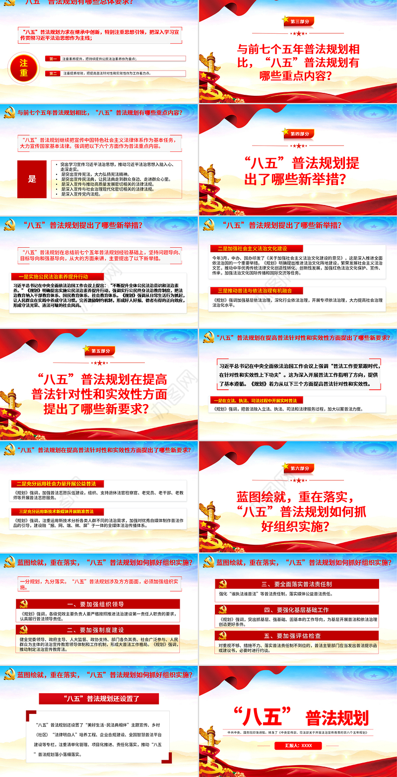 2021“八五”普法规划PPT党政风关于开展法治宣传教育的第八个五年规划党课课件