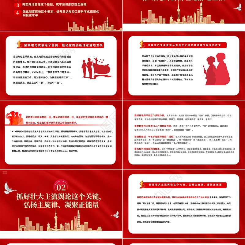 2022抓好意识形态工作举旗亮剑强根固本毫不放松PPT党建风基层党委党支部干部学习教育专题党课课件模板