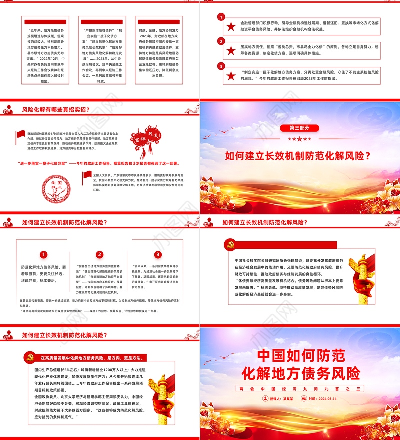 两会中国经济问答之三PPT大气简洁中国如何防范化解地方债务风险课件