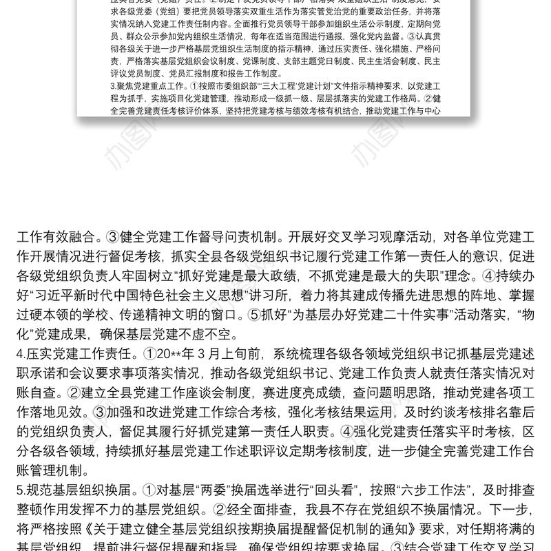 基层党建问题整改专项行动方案（县、区）