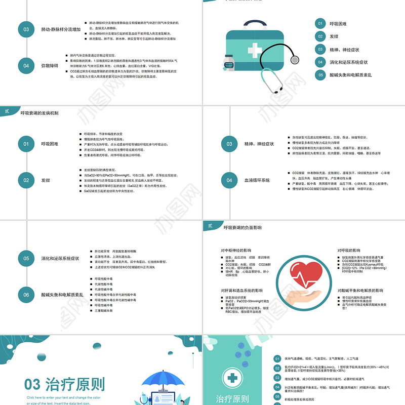 2022呼吸衰竭的护理查房PPT清新商务护理查房通用PPT
