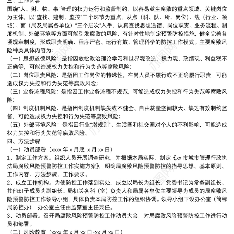 城市管理行政执法局腐败风险预警防控工作实施方案