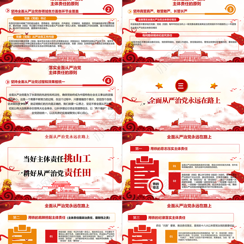学习解读当好主体责任挑山工耕好从严治党责任田PPT模板