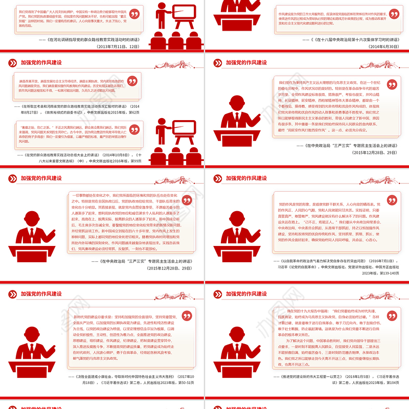 《习近平关于加强党的作风建设论述摘编》（一）PPT蓝色精美作风建设专题党课
