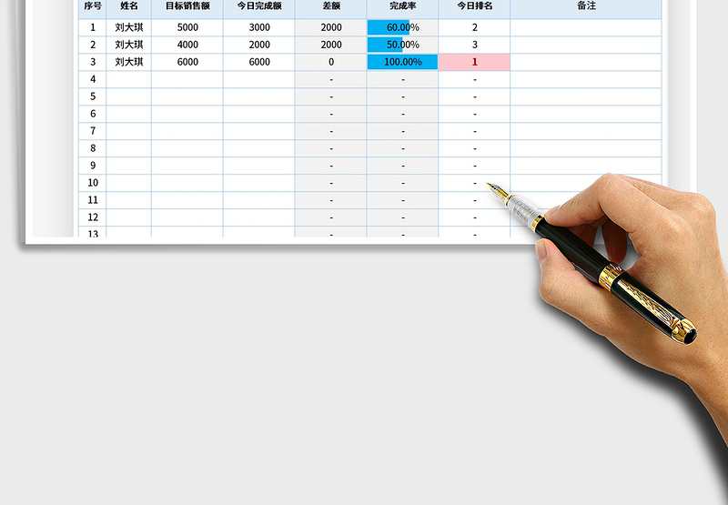 2021年销售每日业绩统计表