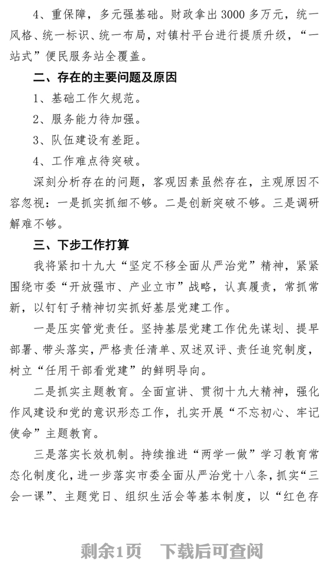 党建述职报告支部书记抓党建述职8