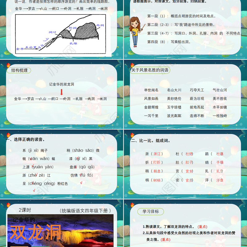 2022记金华的双龙洞PPT第17课小学四年级语文下册部编人教版教学课件