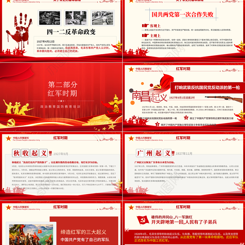 2020八一建军节中国人民解放军发展简史国防教育部队教育爱国主义教育PPT模板