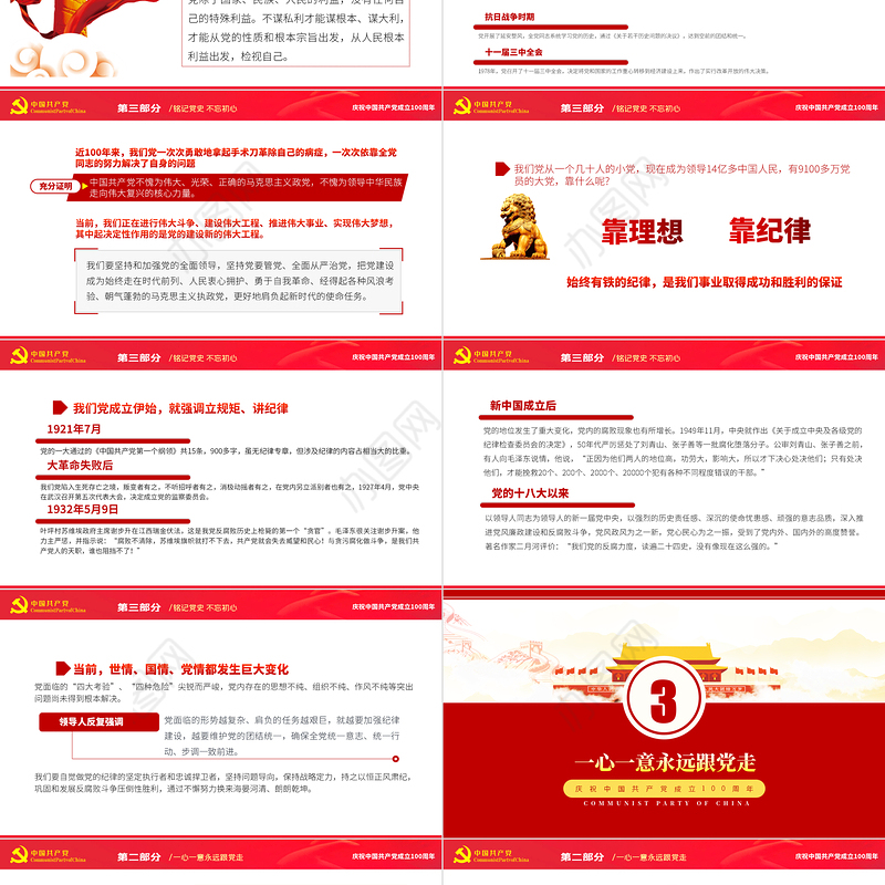 铭记党史不忘初心PPT红色党政风七一建党节热烈庆祝中国共产党成立101周年专题党课课件模板