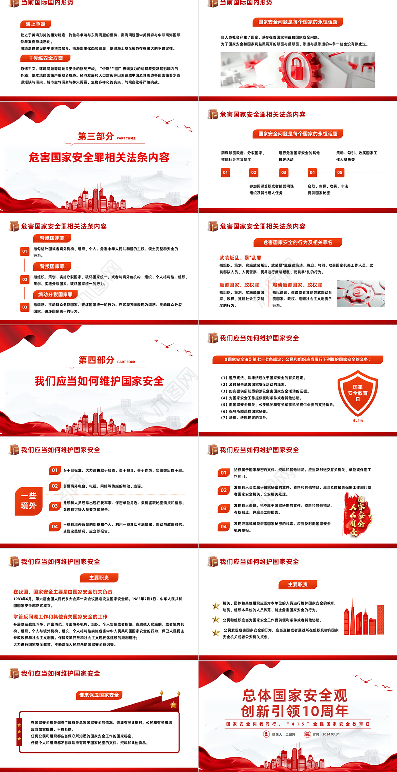 总体国家安全观创新引领10周年PPT简约党政风全民国家安全教育日课件
