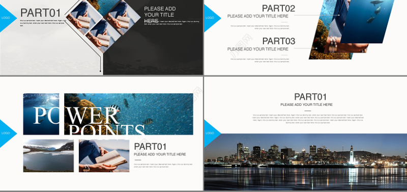 2017大自然蓝色海洋天空ppt模板