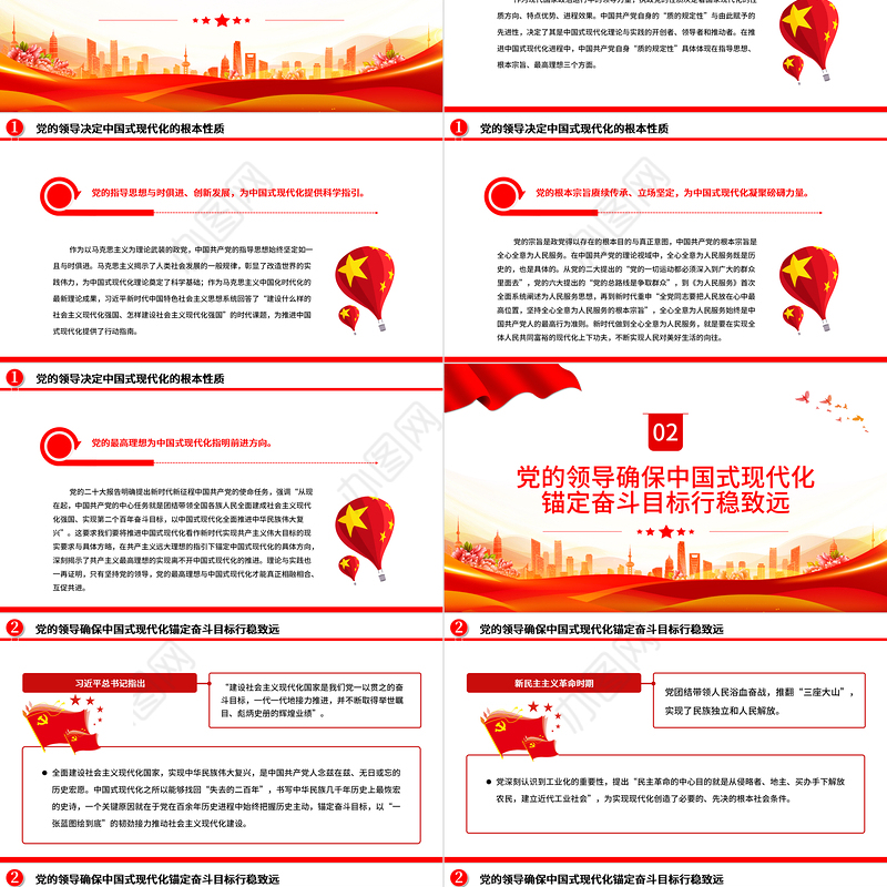 2023推进中国式现代化必须坚持中国共产党的领导PPT大气精美风党员干部学习教育专题党课课件