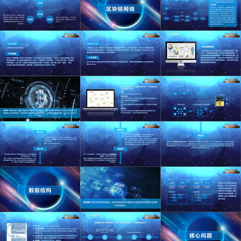 2019蓝色区链简介PPT模板