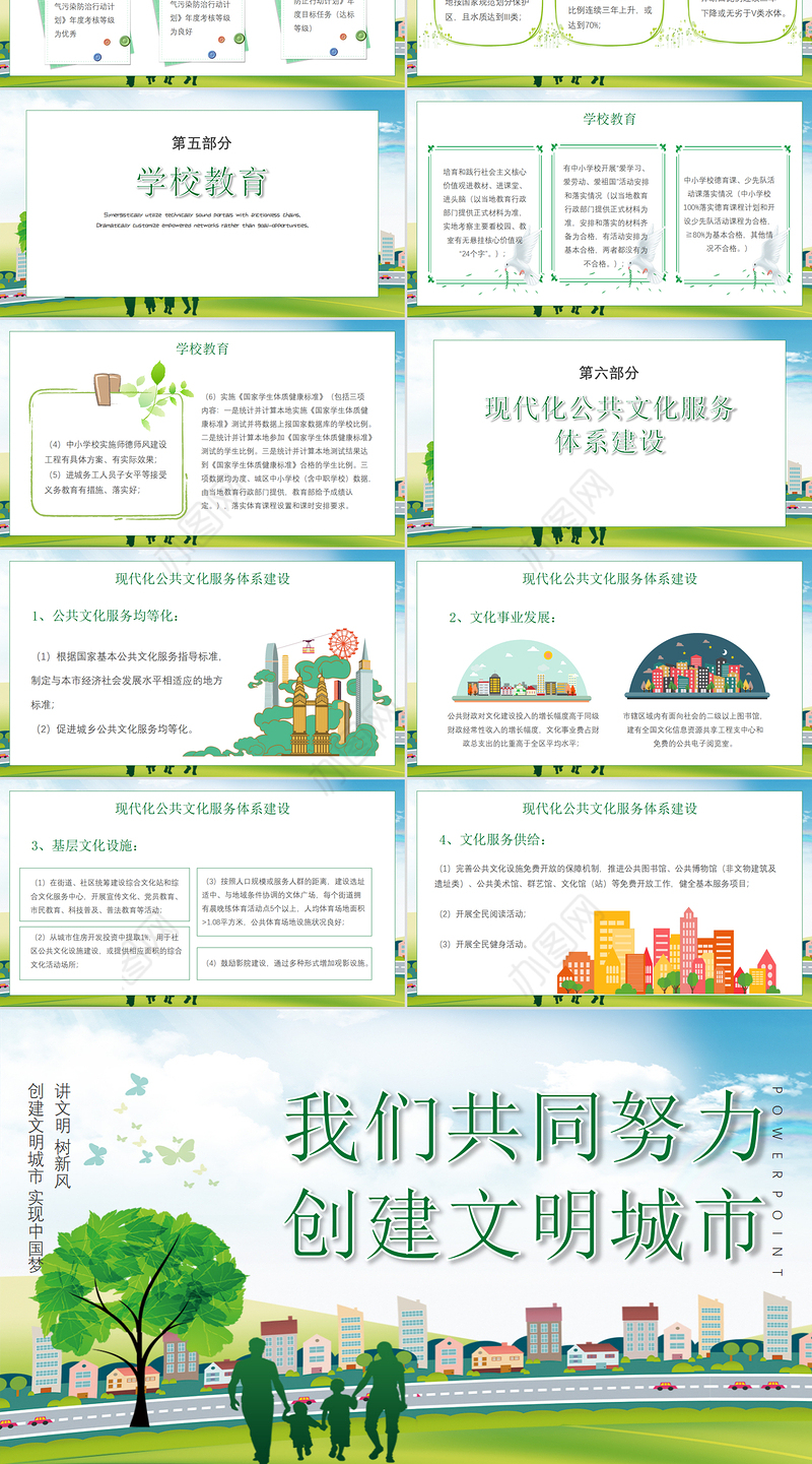 绿色创建文明城市我们共同努力PPT模板