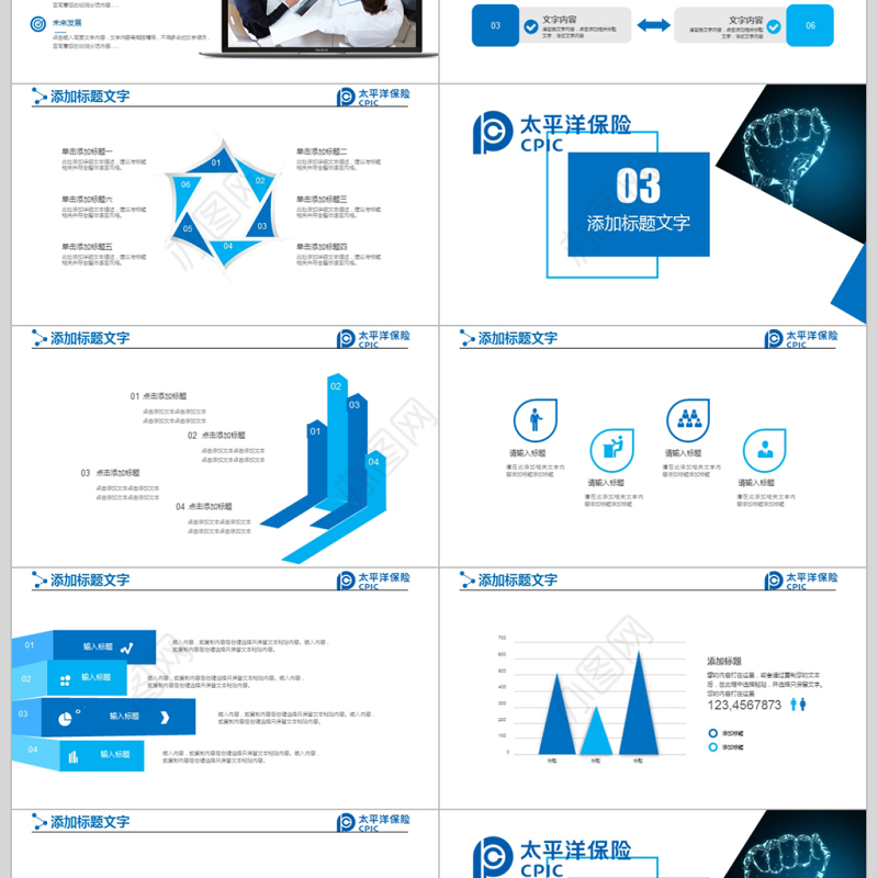 太平洋保险行业年度总结ppt模板