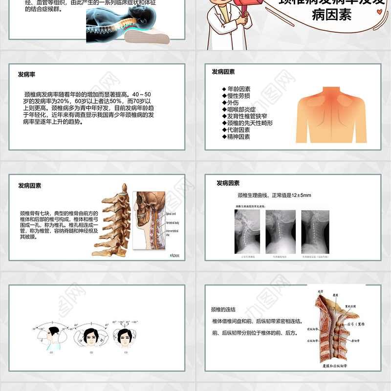 2022医药医疗颈椎病护理PPT清新简约医疗类通用PPT模板