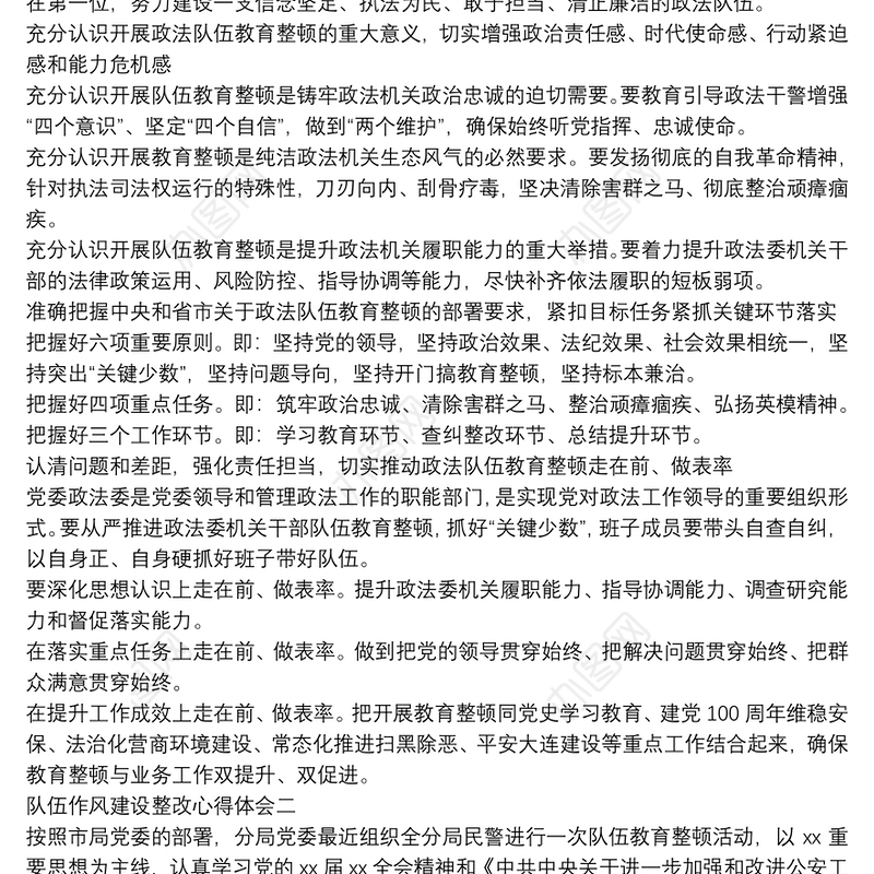 队伍作风建设整改心得体会