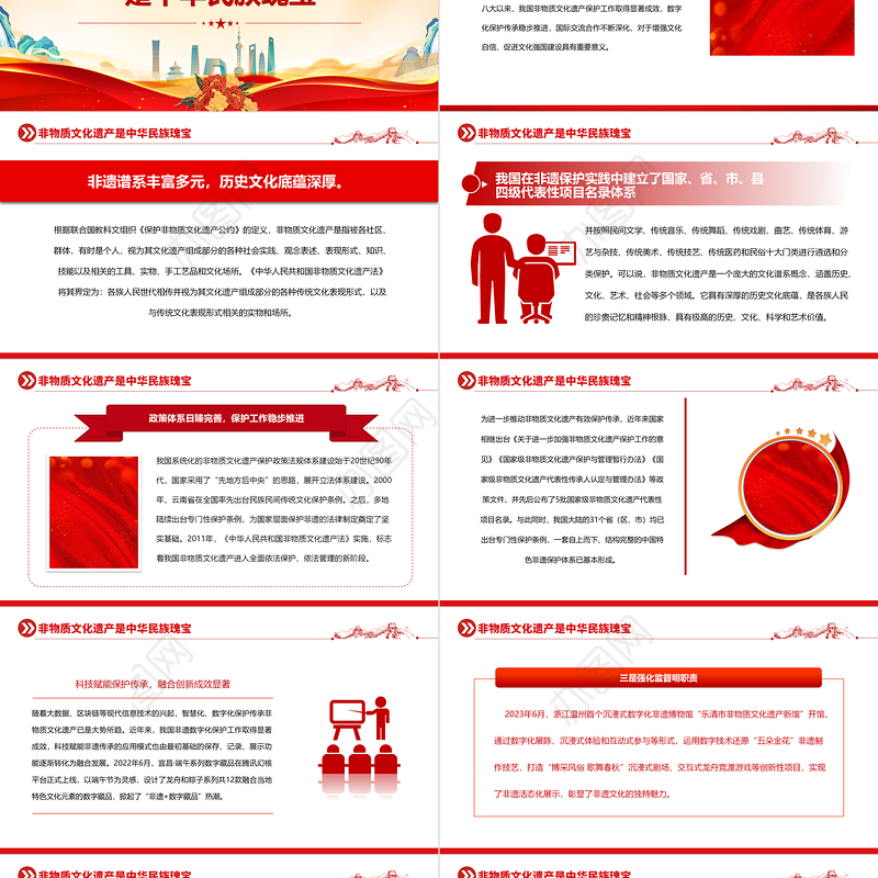 2023讲好非遗故事建设文化强国PPT大气精美风党员干部学习教育专题党课课件