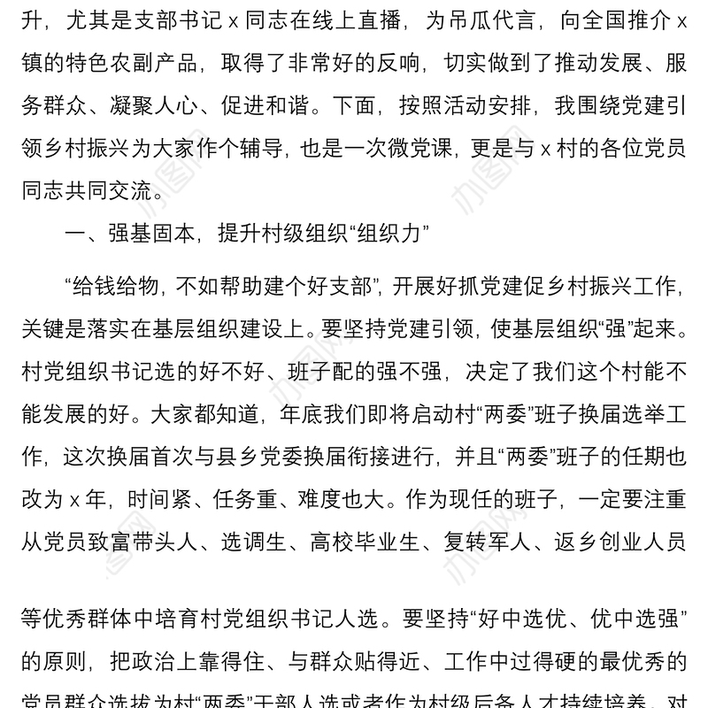 2021【乡村振兴】乡村振兴主题党日活动党课讲稿