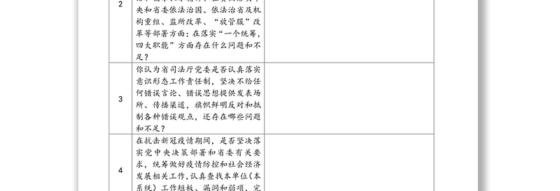 巡视组巡视调查问卷