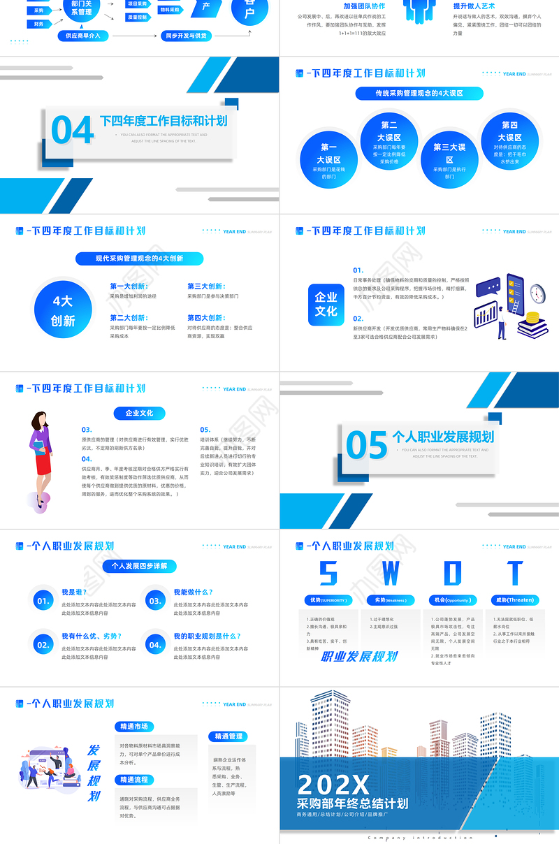 采购部年终总结PPT简洁创意年度工作汇报新年计划模板下载