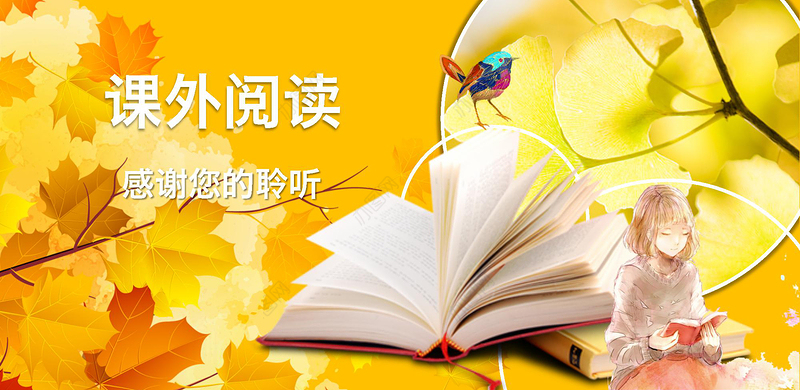 金色大气唯美简约教师学生课外阅读ppt模板