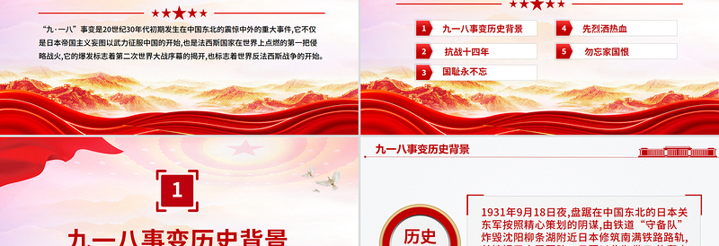 中小学纪念918爱国主义教育班会PPT九一八勿忘国耻课件下载