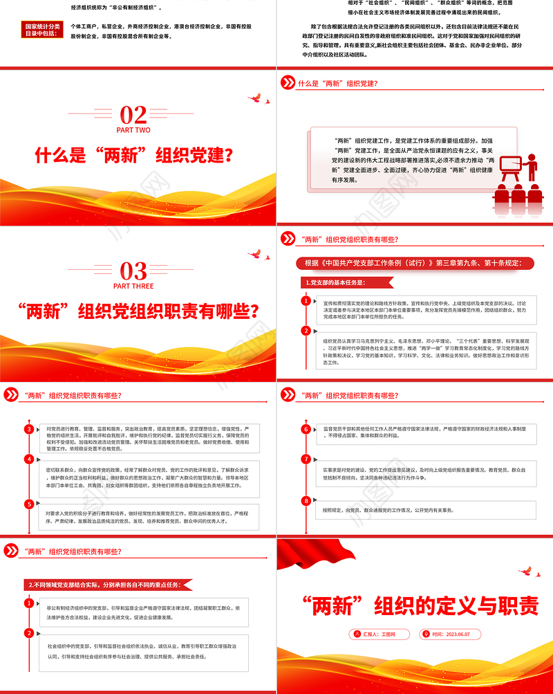 2023两新组织的定义与职责PPT精美简约党建知识微课堂党课课件