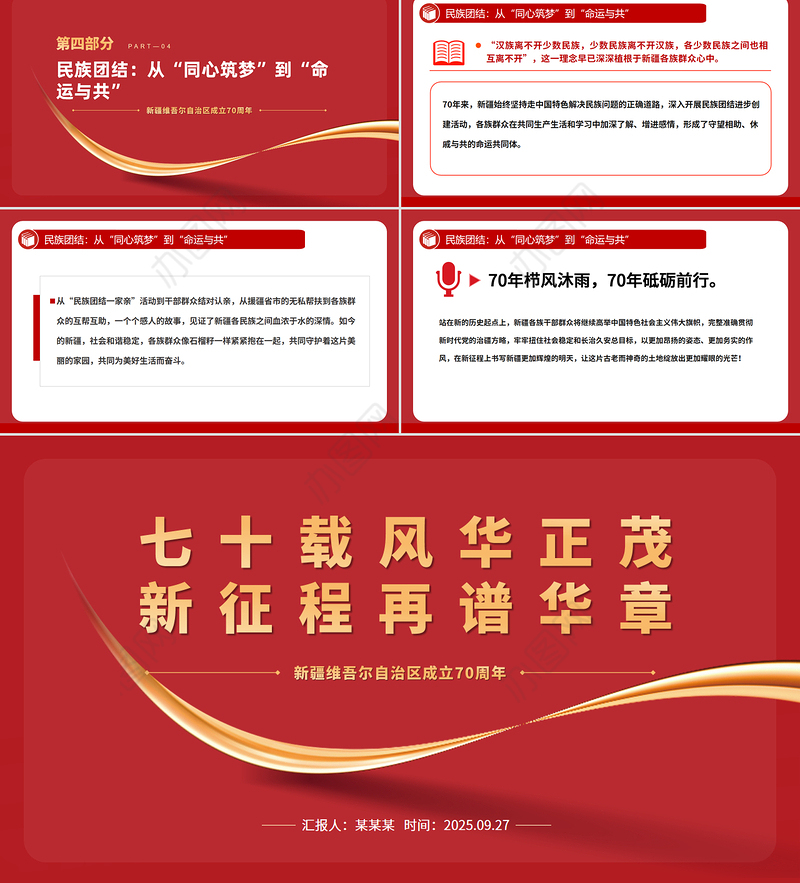 2025庆祝新疆维吾尔自治区成立70周年PPT课件