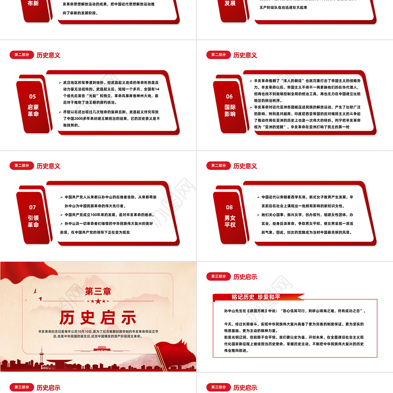 2023辛亥革命112周年PPT红色党政风纪念辛亥革命112周年专题课件模板下载