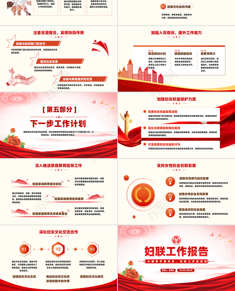 关于妇联工作汇报年终工作总结述职报告PPT