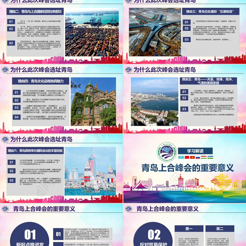 地域党课学习解读上合组织2018青岛峰会弘扬上海精神PPT模板