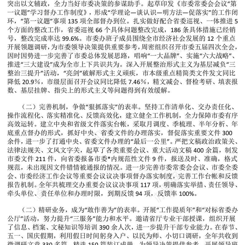 市委办公室主任2024年度个人工作总结