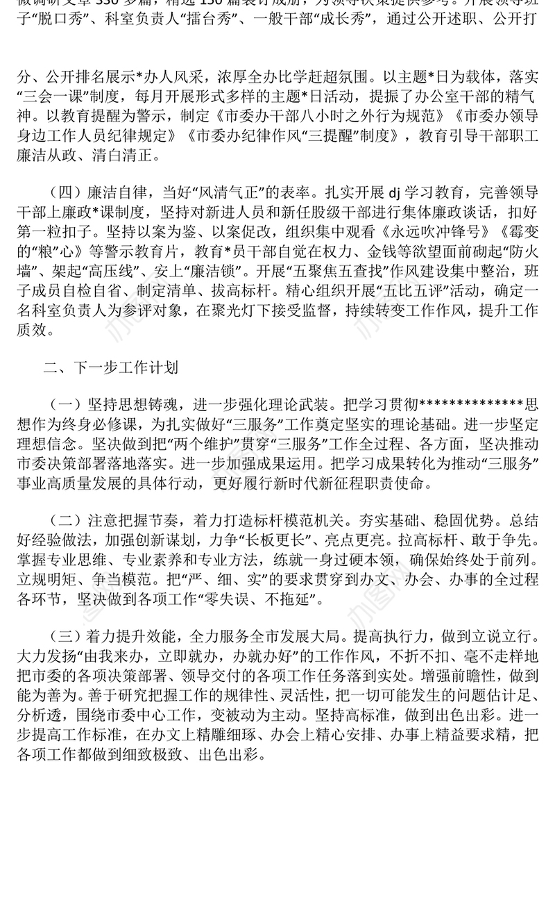 市委办公室主任2024年度个人工作总结