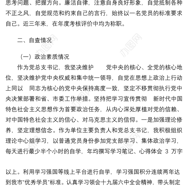 领导干部个人政治自画像