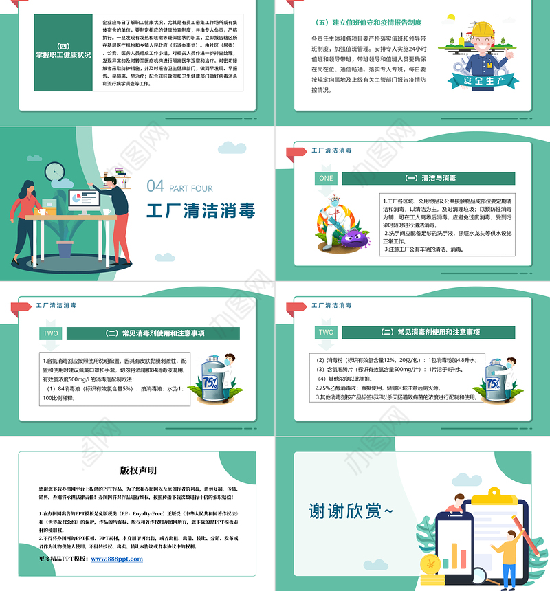 2020绿色清新企业复工新型冠状病毒肺炎病情防控工作要点商务PPT