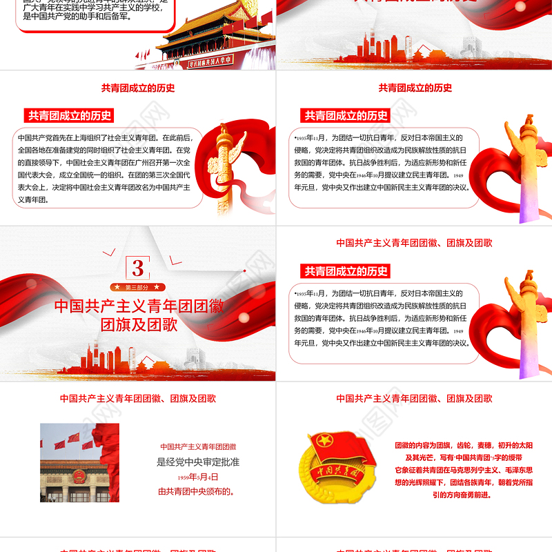 共青团入团宣传教育PPT简洁党政风中国共产主义青年团简介历史团员义务青少年入团培训课件