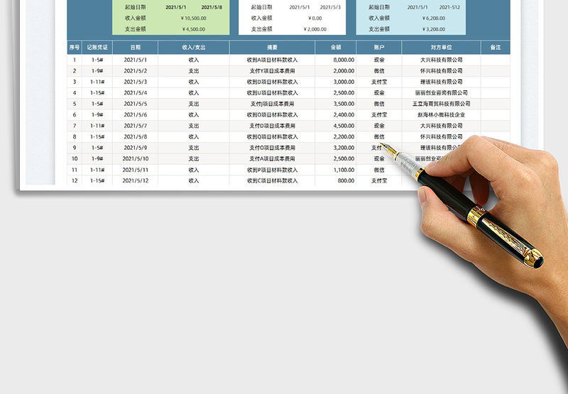 2022店铺收入支出明细表免费下载
