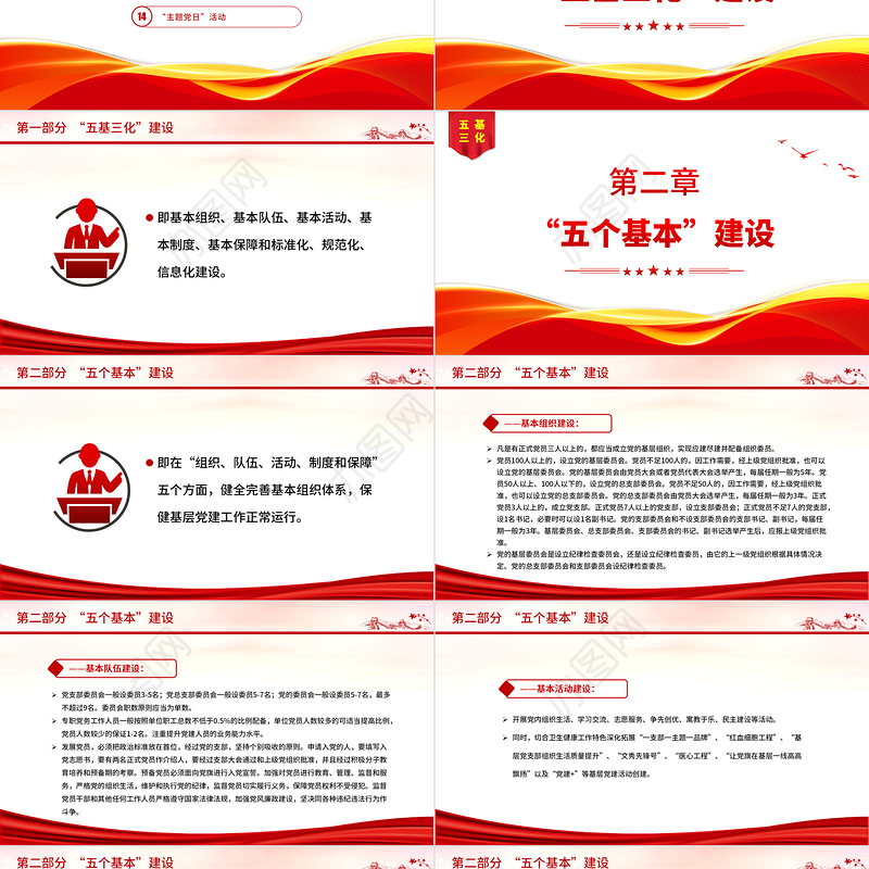 2022五基三化PPT红色简洁基层党建五基三化建设应知应会党员学习教育专题课件