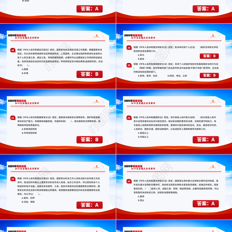 2024年国家安全知识竞答题及答案解析PPT课件模板