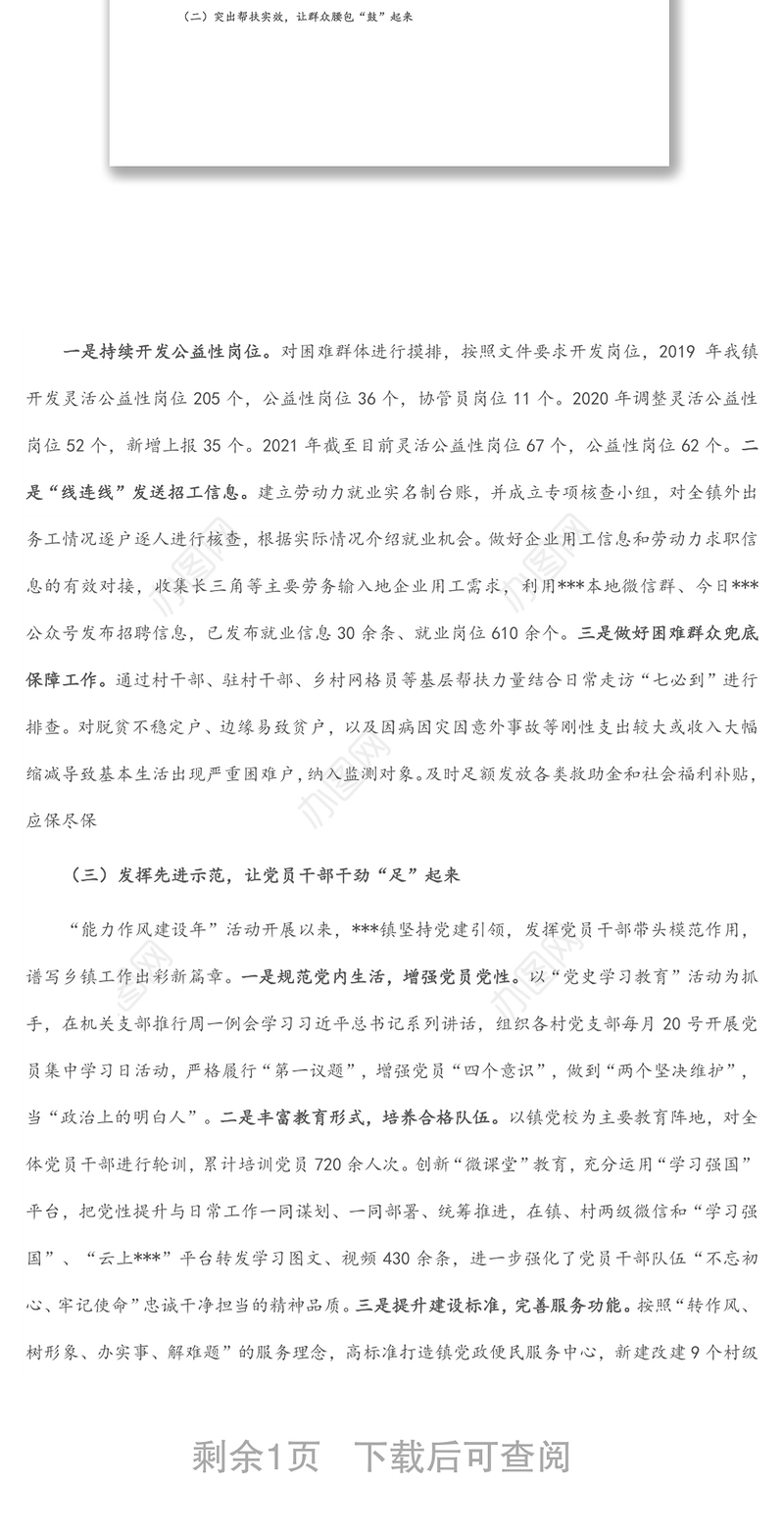 镇“能力作风建设年”活动开展情况工作总结