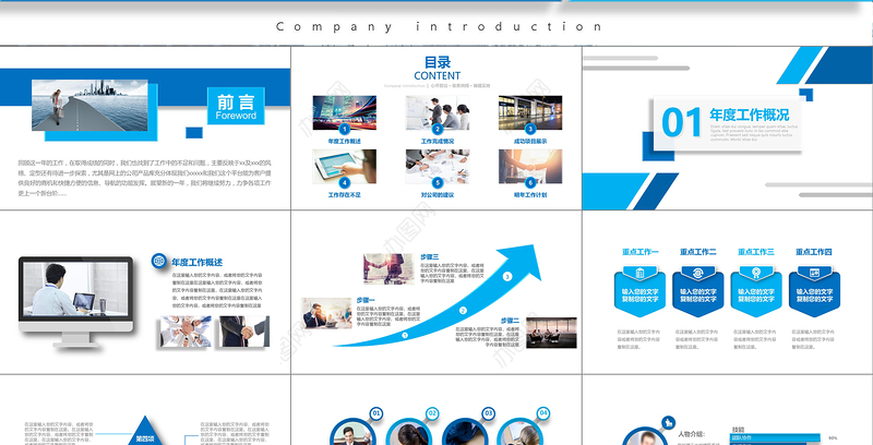 2021年工作总结汇报PPT蓝色简约计划年终总结ppt模板