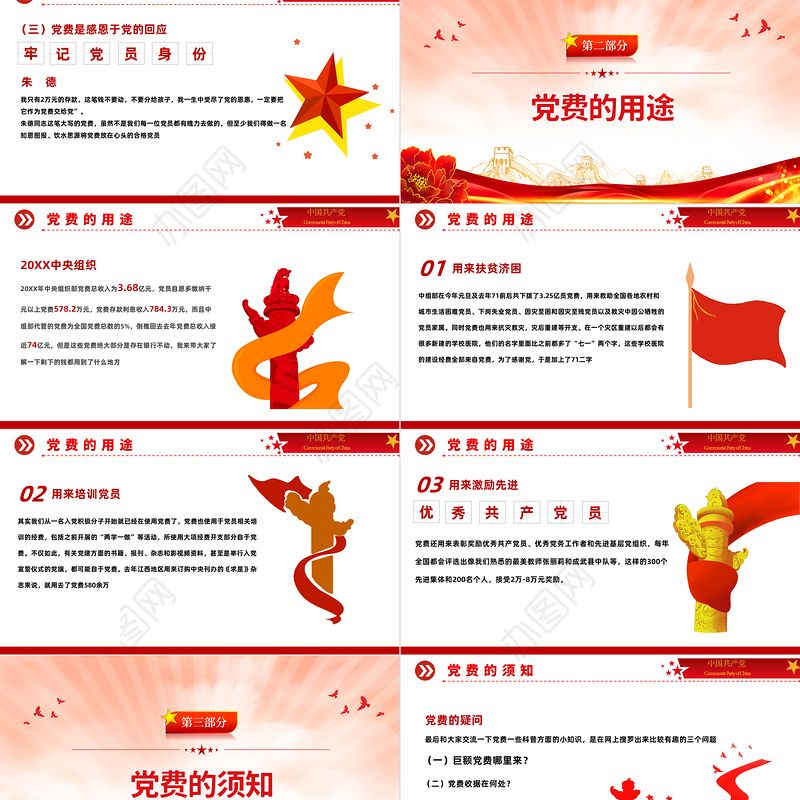 2023谈党费PPT红色党政风说说党费那些事专题课件模板下载