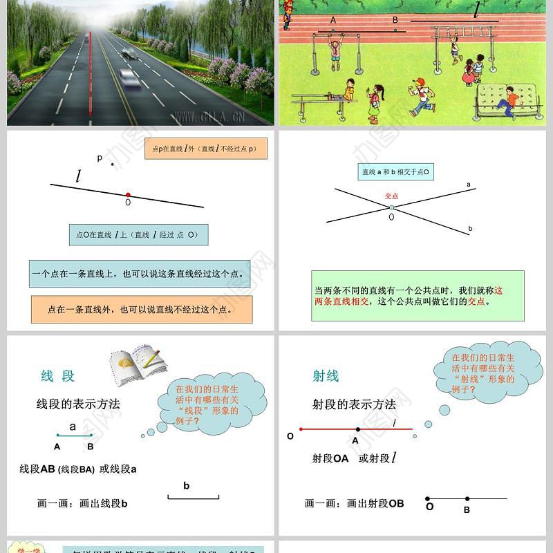  线段射线直线数学课件PPT模板