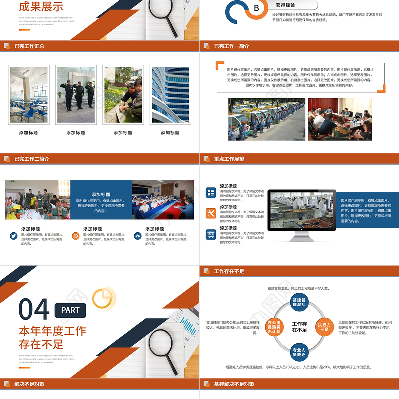 2022后勤管理工作计划PPT大气商务风企业后勤部工作总结及下半年工作计划述职报告模板