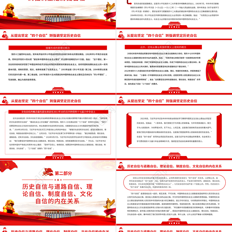 深刻认识坚定历史自信的重大意义PPT红色大气党员干部深入学习《决议》专题党课课件模板