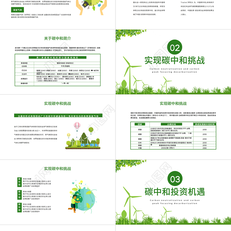 脱碳之路的机遇和挑战PPT绿色清新关于碳中和碳达峰生态环保课件