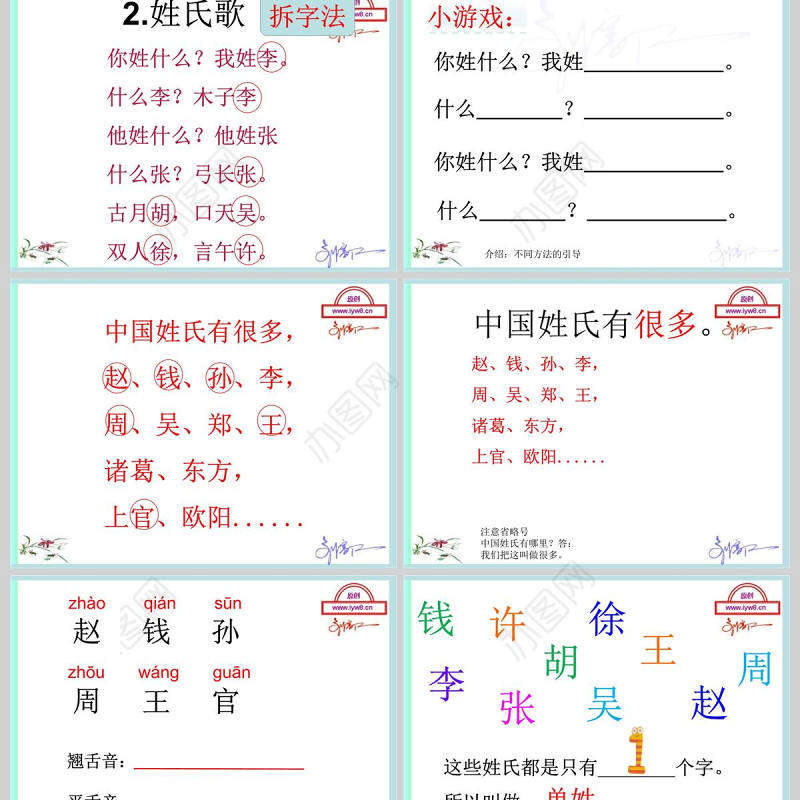  姓氏歌ppt一年级下册部编版